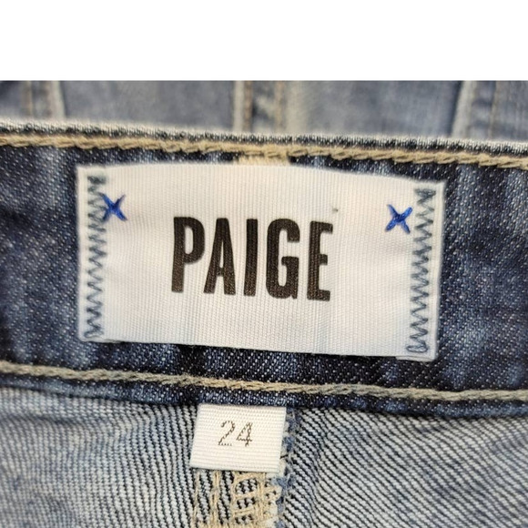 Paige Daryn Whiskering Distressed  Frayed Hem Denim Jean Women's Shorts 24 - Picture 4 of 5